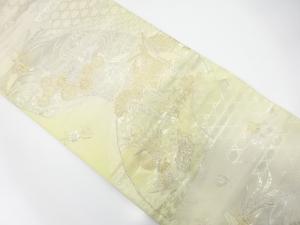 地紙に鴛鴦・花模様織り出し　全通袋帯